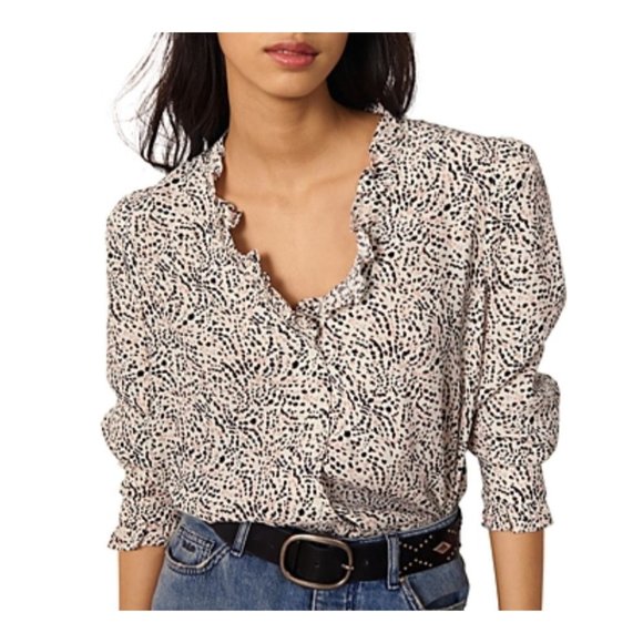 ba&sh Black and White Patterned Blouse - Picture 2 of 10